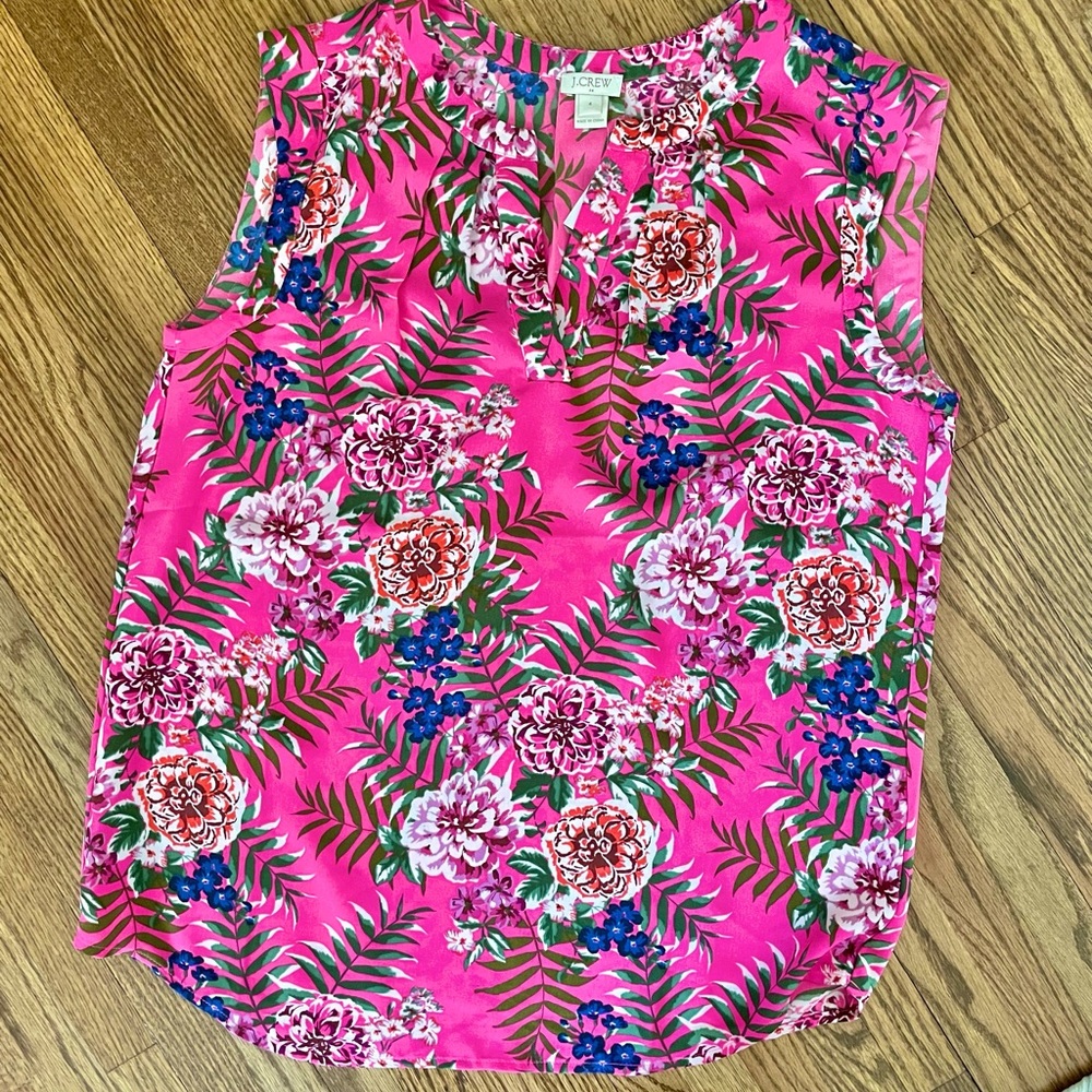 NWT J Crew Pink Floral Sleeveless Top Size 4